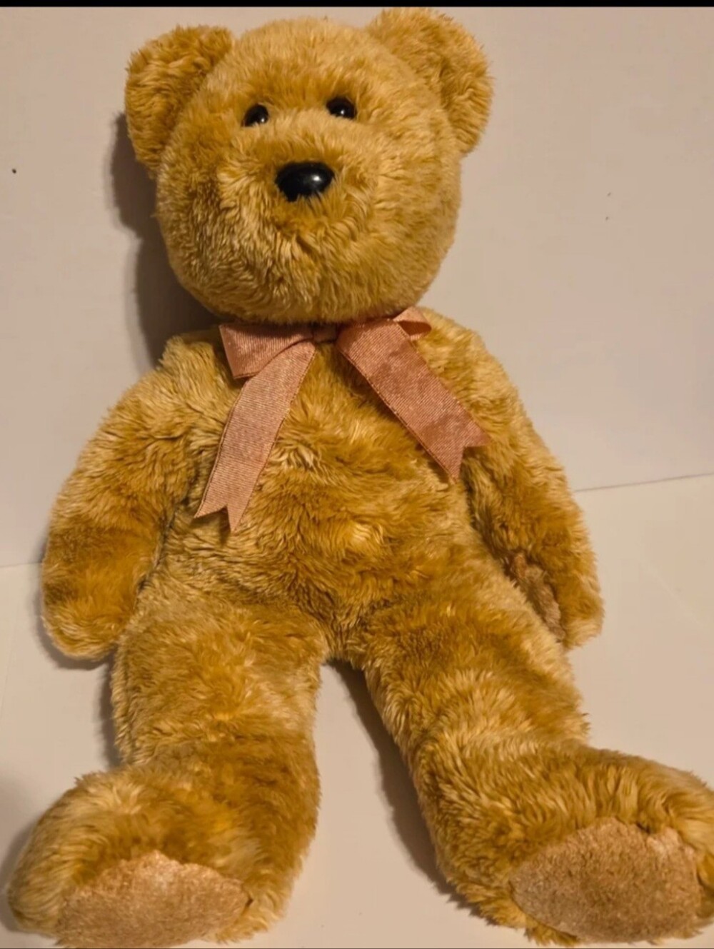 Vintage 2001 TY Beanie Buddies "Cashew" Plush/Pellets Brown Teddy Bear 14" Tylon